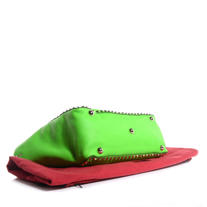 Valentino Garavani Vitello Medium Rockstud Tote Green Fluo 4 of 8
