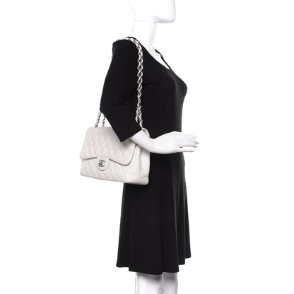 Chanel Caviar Quilted Jumbo Double Flap White 2 of 16