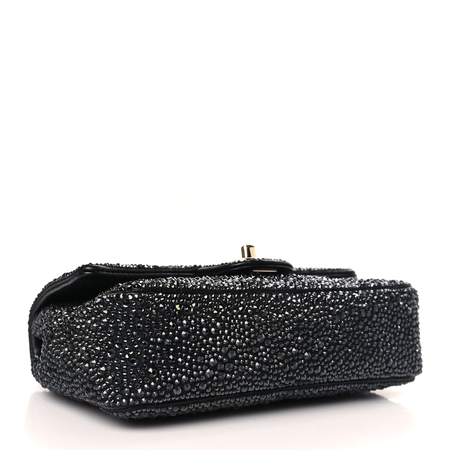 Lambskin Crystal Quilted Medium Flap Black