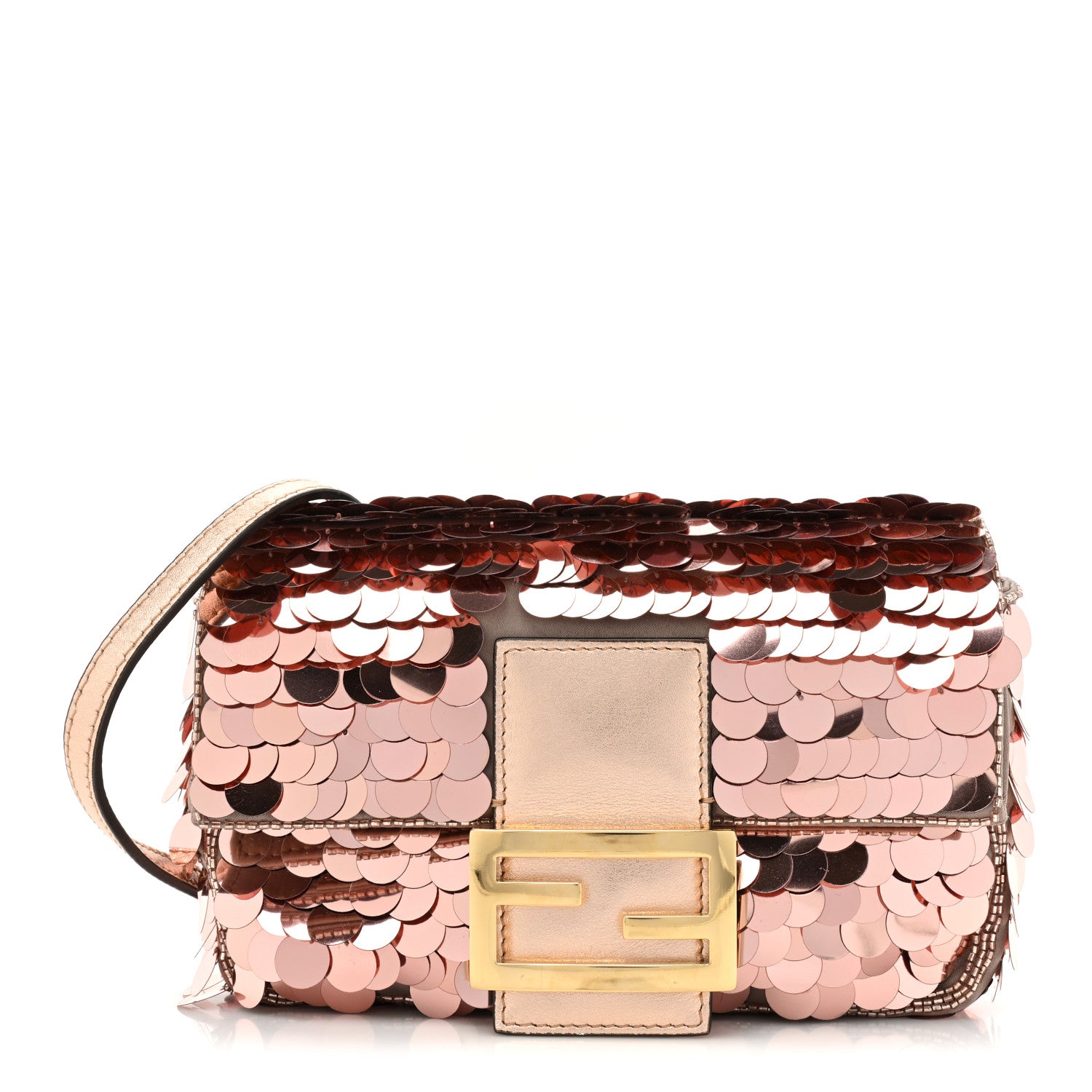 Fendi Satin Paillettes Catalan Mirror Mini Baguette 1997 Antico Rame 1 of 11