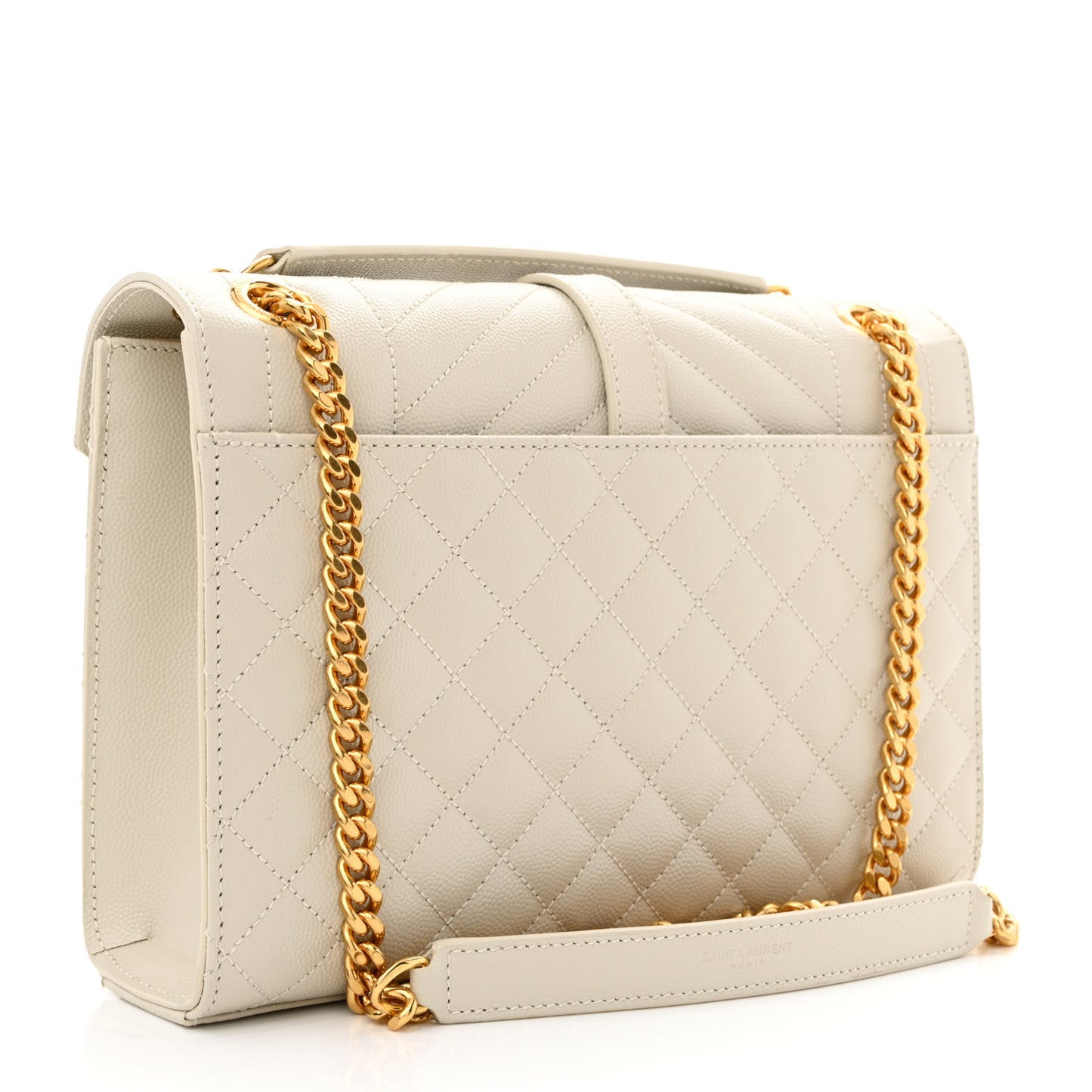 Grain De Poudre Textured Mixed Matelasse Medium Triquilt Monogram Satchel White