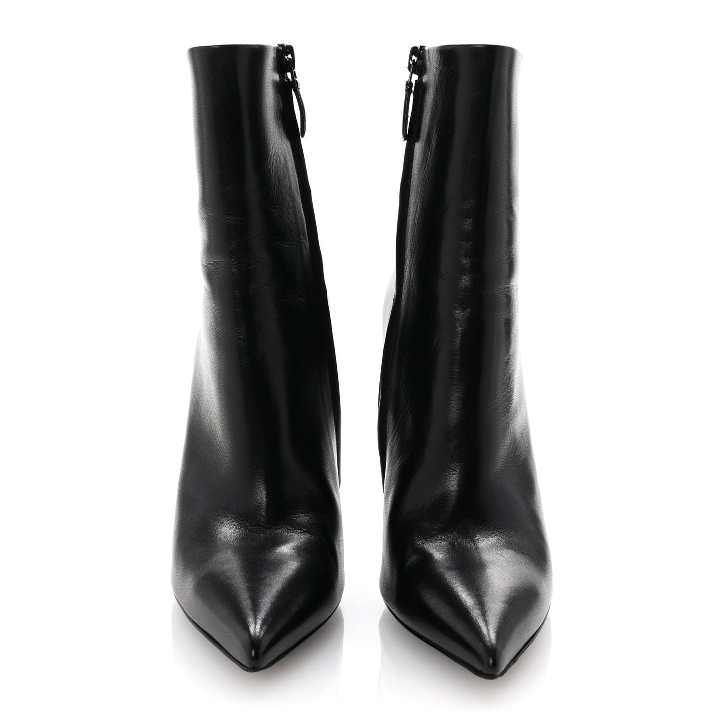 Calfskin Slash Ankle Boots 36.5 Black