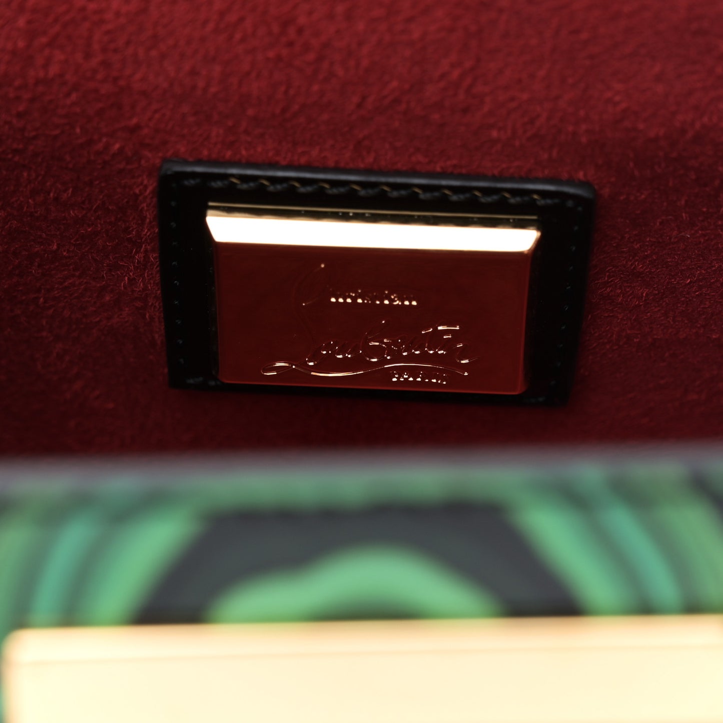 Patent Crystal Malachite Vanite Clutch Green Multicolor