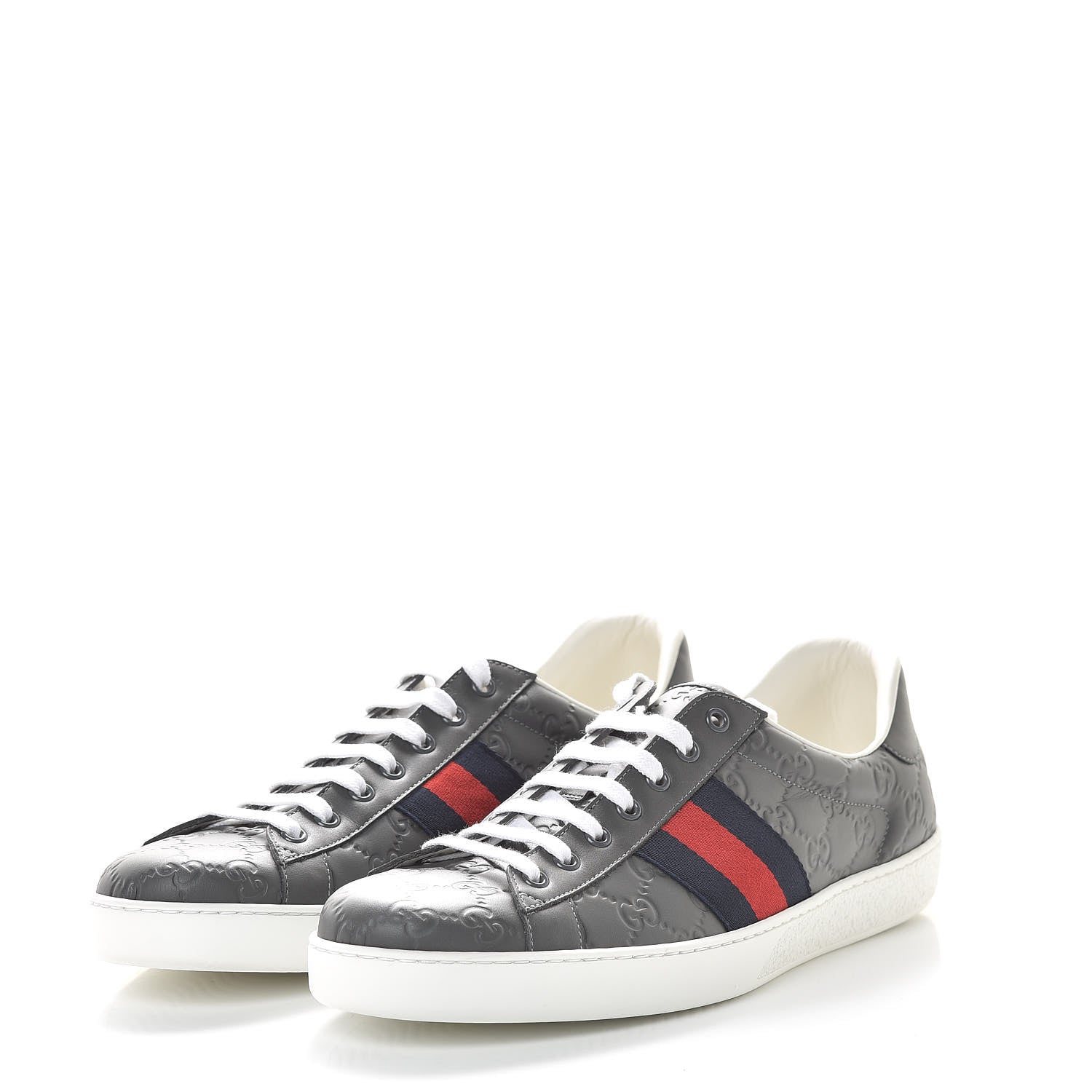 Gucci Guccissima Signature Web Mens Ace Sneakers 11 Melange Platinum 3 of 11