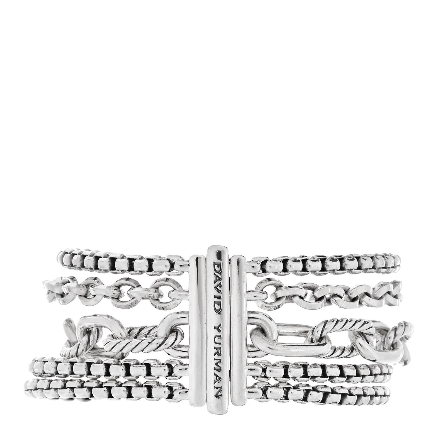 David Yurman Sterling Silver Multi Row Chain Bracelet 2 of 3