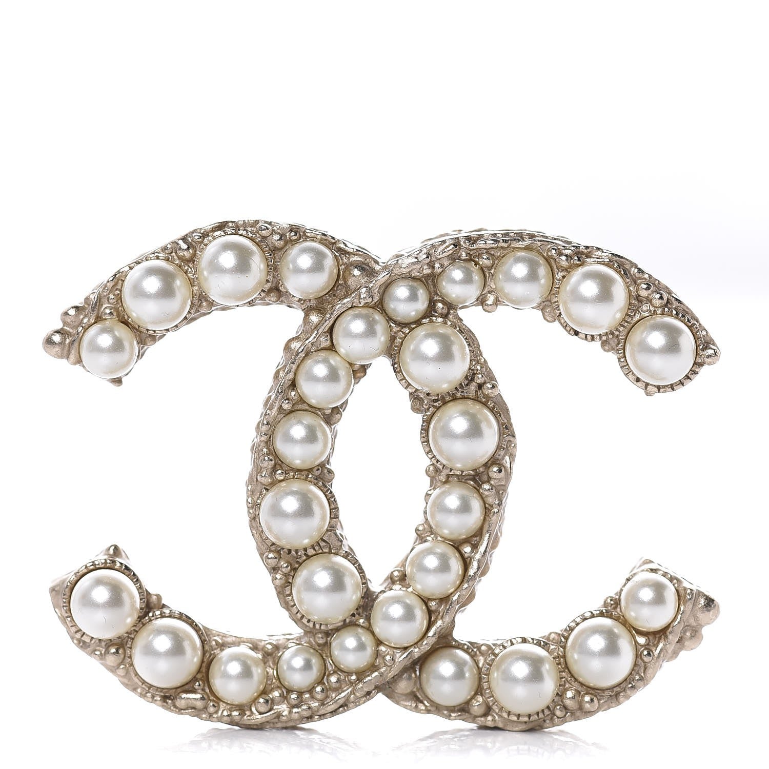 Chanel Metal Pearl Studded CC Brooch Gold 1 of 5