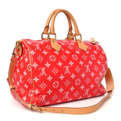 Louis Vuitton Calfskin Monogram Speedy P9 Bandouliere 40 Red 3 of 9