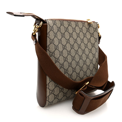 Gucci GG Supreme Monogram Azalea Calfskin Retro Interlocking G Flat Messenger Bag Beige Ebony Brown Sugar 3 of 9