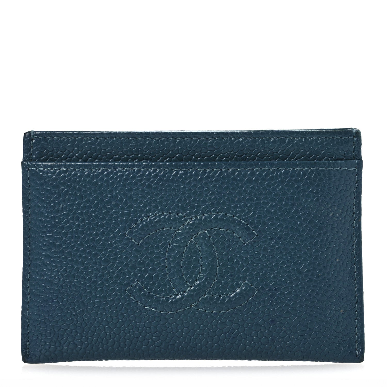 Chanel Caviar Timeless CC Card Holder Wallet Blue 1 of 13