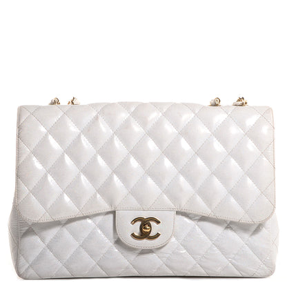 Chanel Patent Quilted Evening Star Jumbo Single Flap White 1 of 7