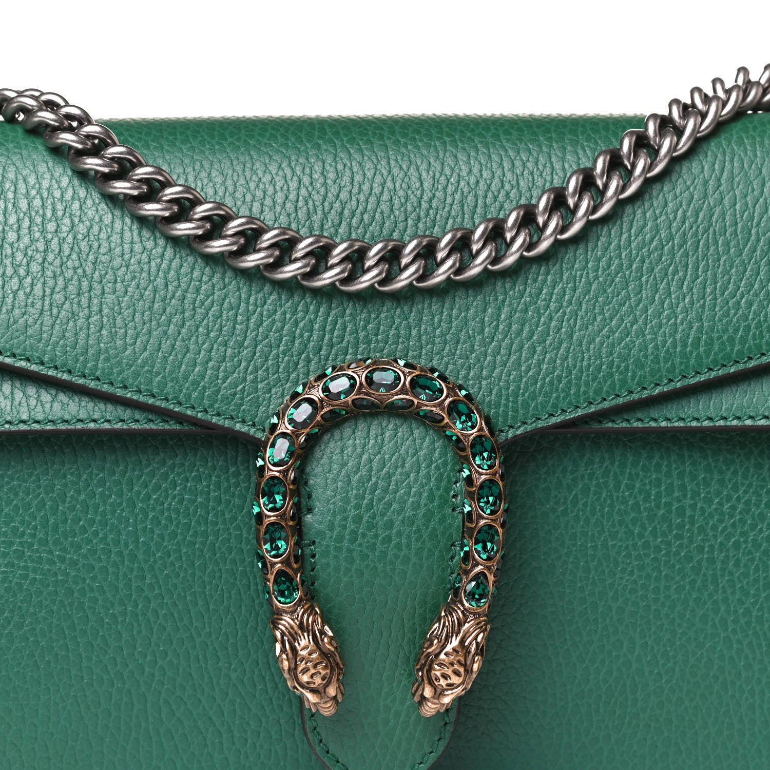 Gucci Pebbled Calfskin Small Dionysus Shoulder Bag Emerald 9 of 14