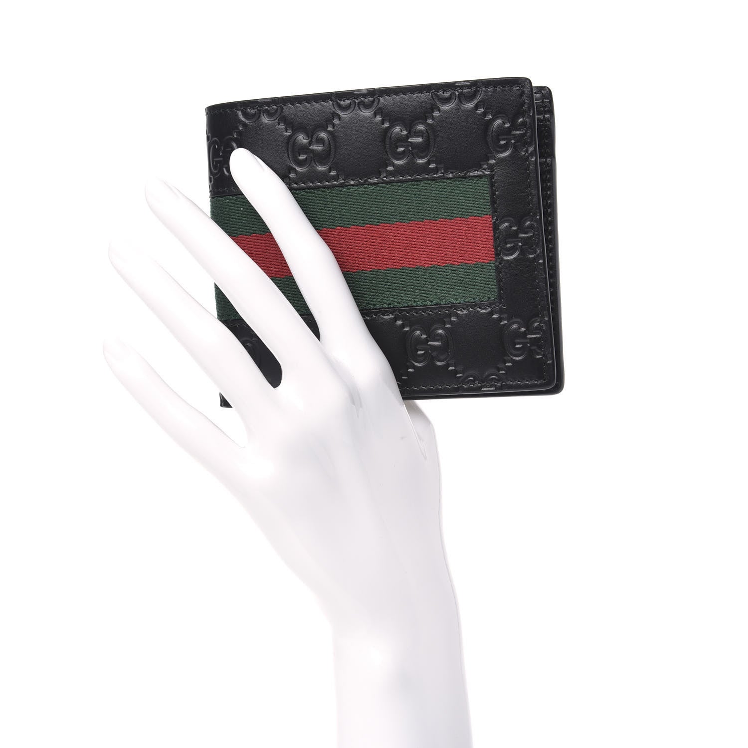 Gucci Guccissima Signature Web New Web Bi-Fold ID Wallet Black 2 of 8
