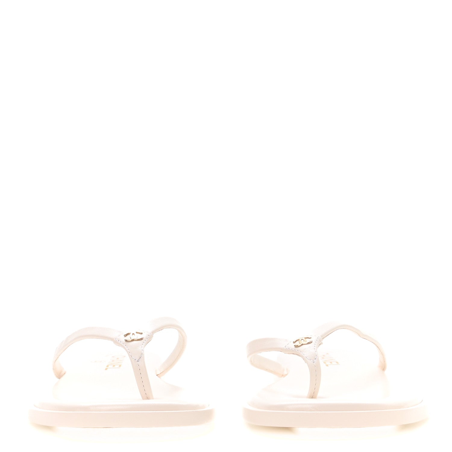 Chanel Goatskin CC Times Square Thong Sandals 38.5 White 3 of 9