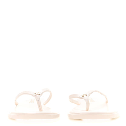 Chanel Goatskin CC Times Square Thong Sandals 38.5 White 3 of 9