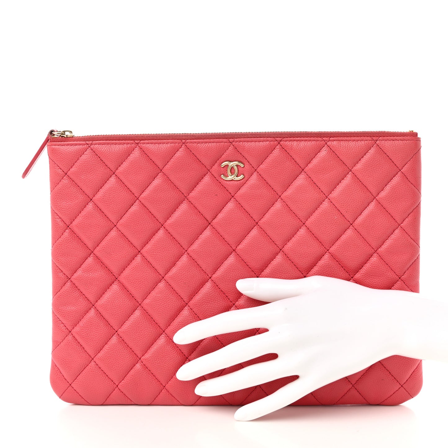 Caviar Quilted Medium Cosmetic Case Pink