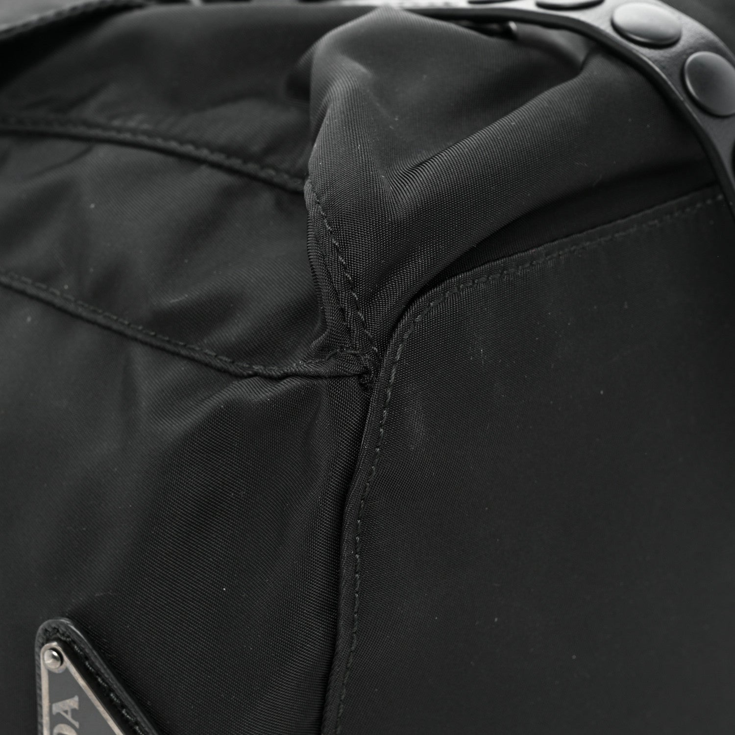 Prada Nylon New Vela Monochrome Studded Backpack Black 8 of 13