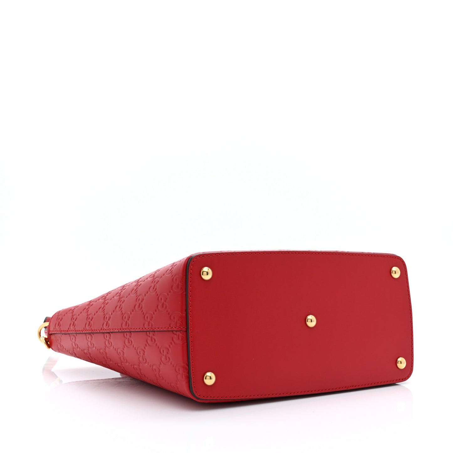 Guccissima Small Zippered Bucket Tote Hibiscus Red