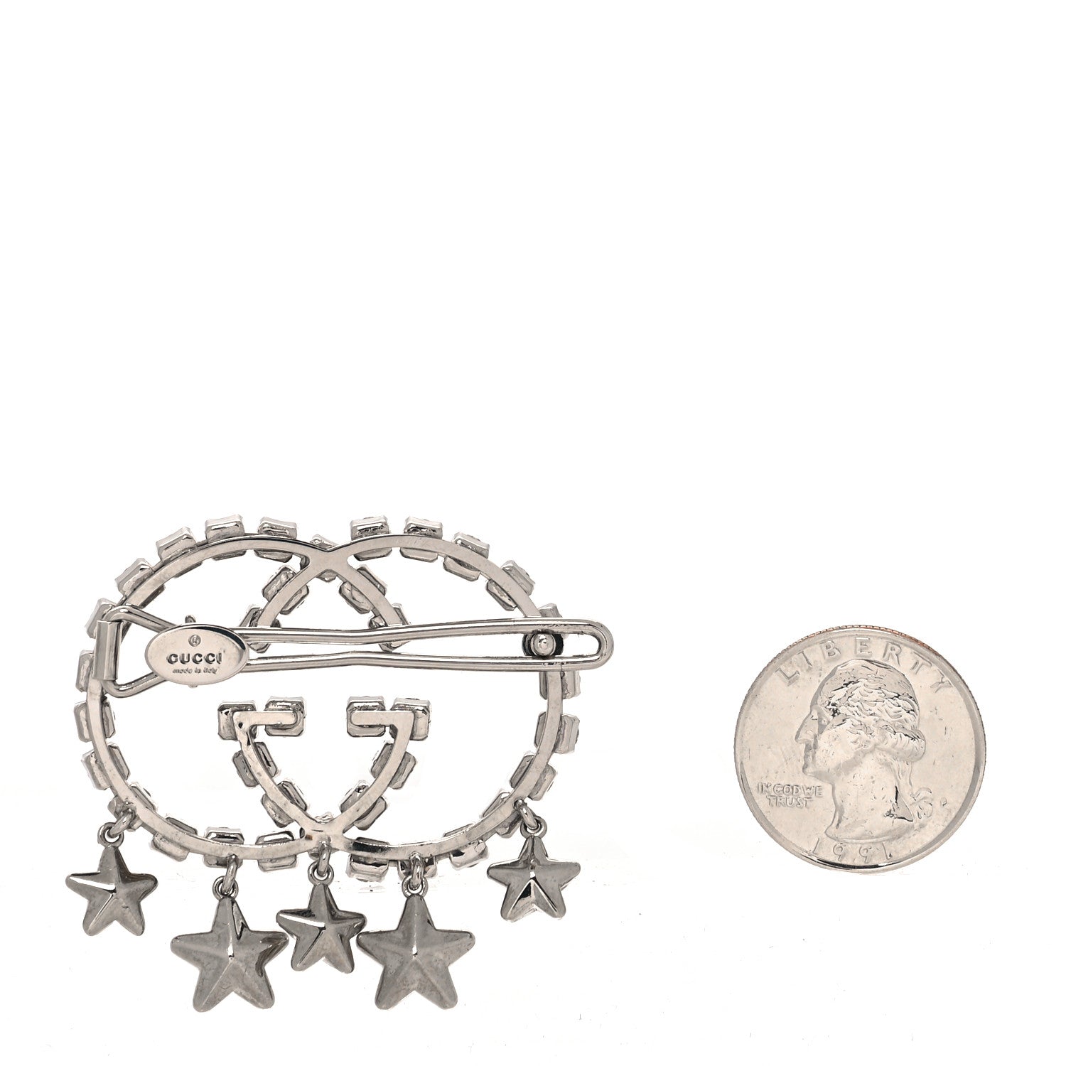 Gucci Crystal Interlocking G Star Hair Clip Silver 2 of 3