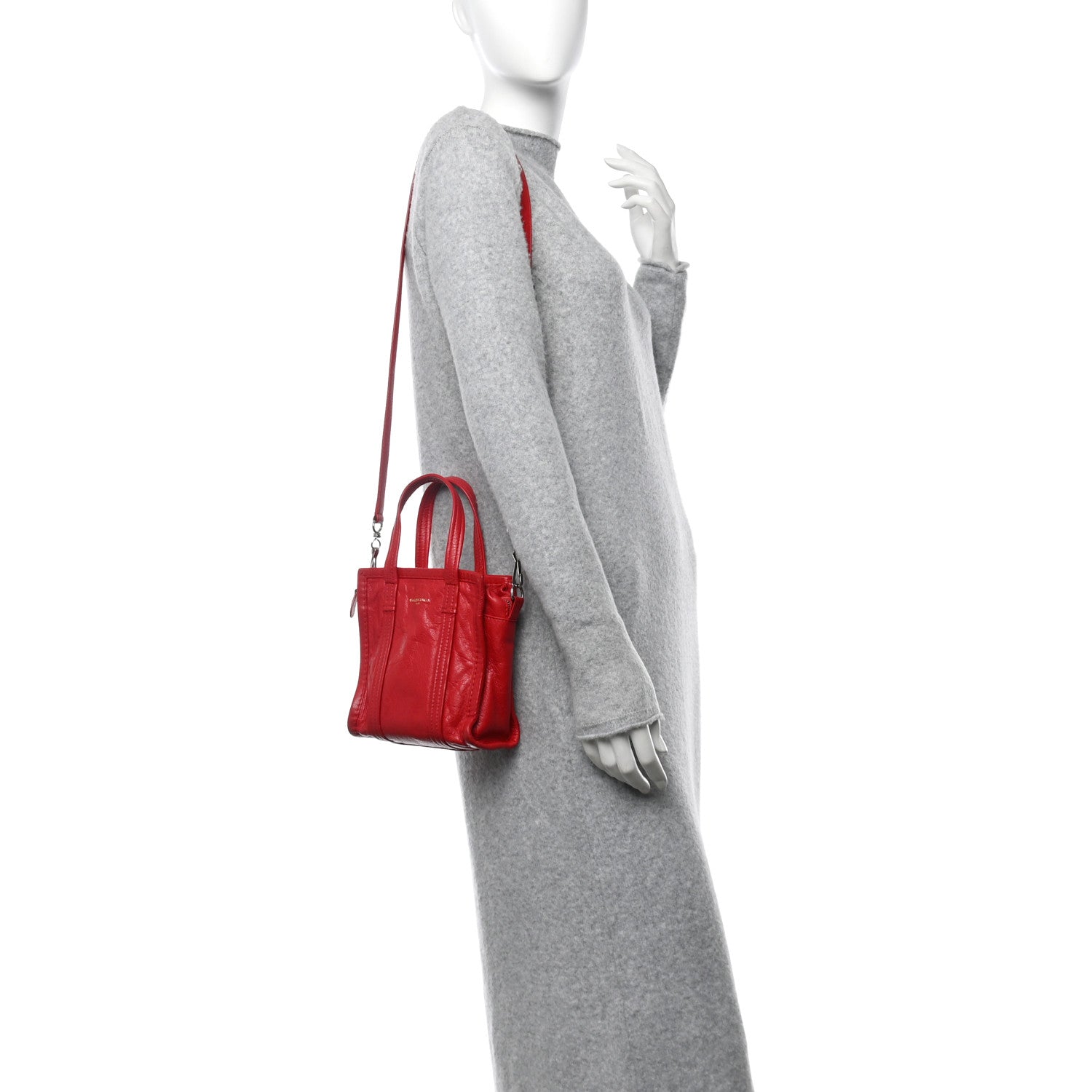 Balenciaga Agneau Arena XXS Bazar Shopper Tote Rouge Cardinal 2 of 11