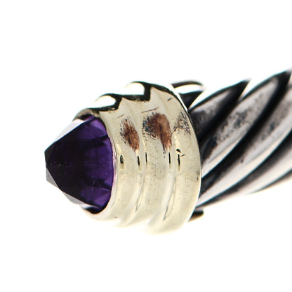 David Yurman Sterling Silver 14K Yellow Gold Amethyst 5mm Cable Classics Petite Color Bracelet 5 of 5