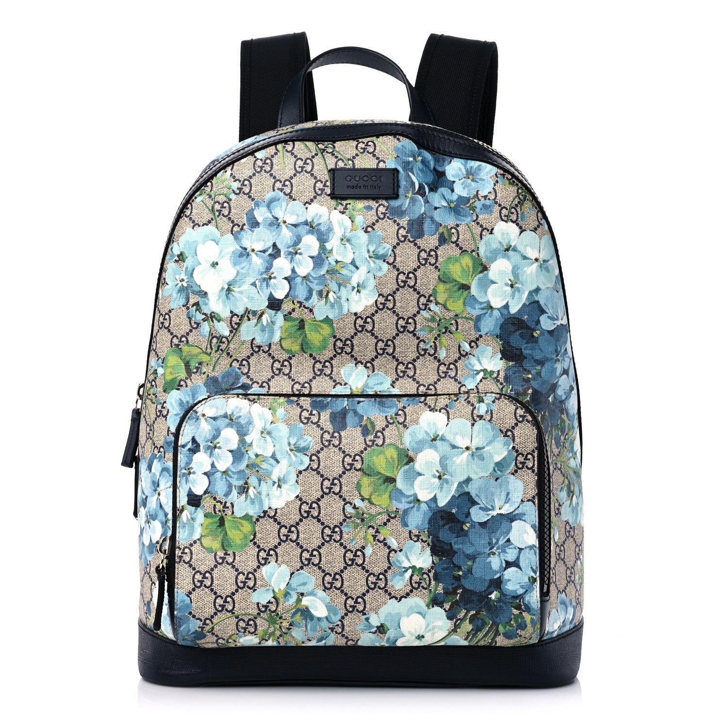 Gucci GG Supreme Monogram Blooms Medium Day Backpack Beige Blue Navy 1 of 12