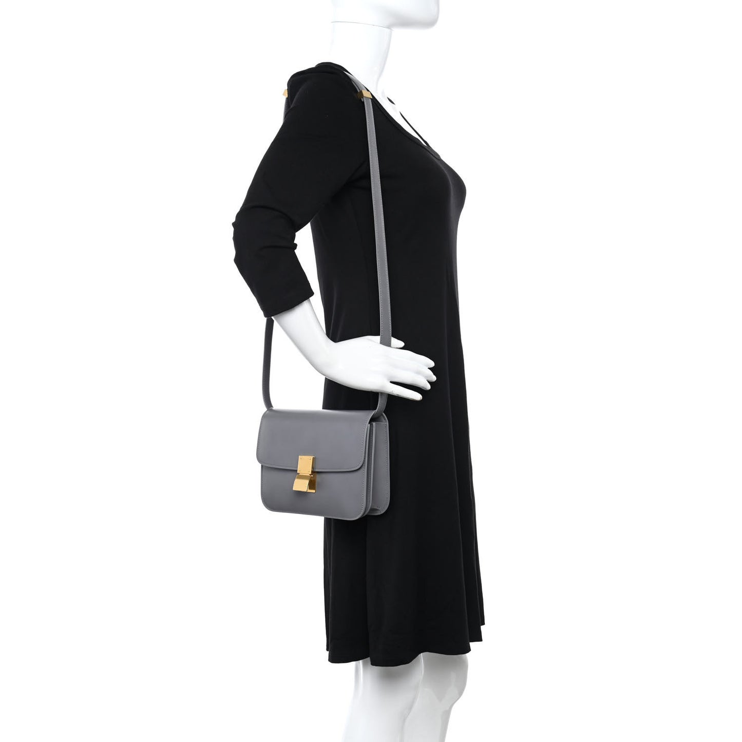 Box Calfskin Teen Classic Box Flap Bag Light Charcoal