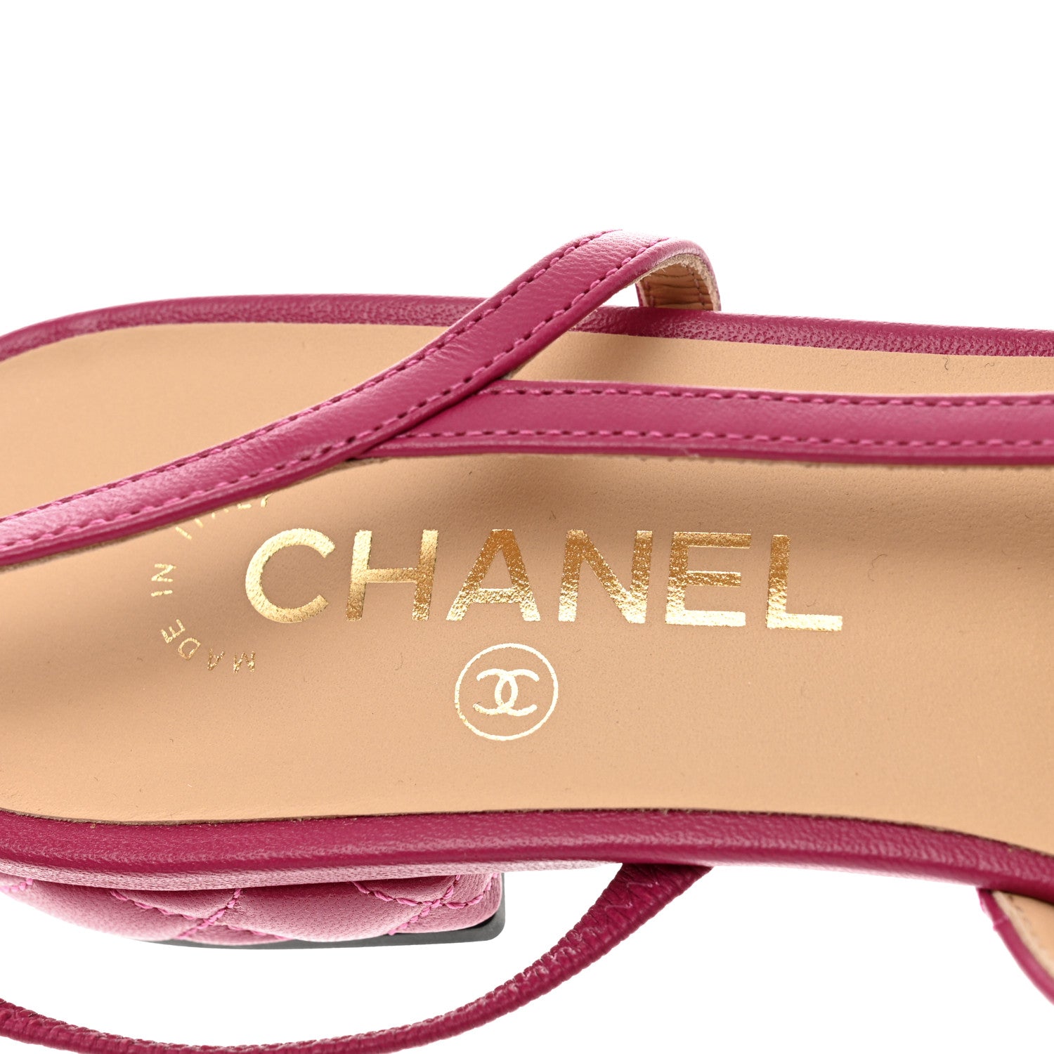 Chanel Lambskin Patent Cap Toe CC Slingback Flats 40 Pink Black 7 of 9