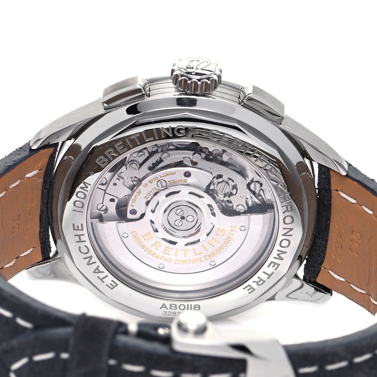 Stainless Steel Calfskin 42mm Premier B01 Chronograph Automatic Watch Grey AB0118221B1P2