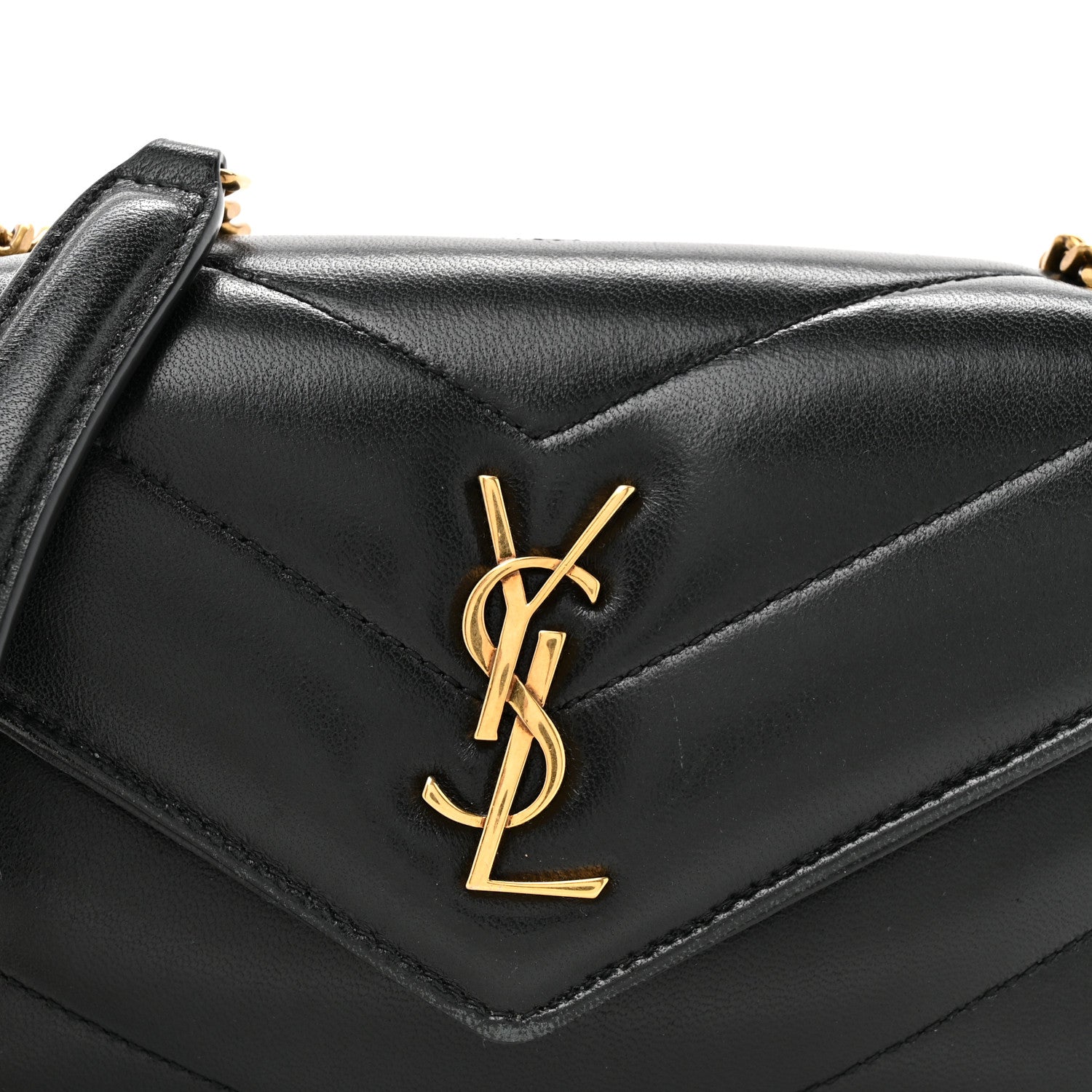 Saint Laurent Lambskin Chevron Quilted Mini Loulou Black 9 of 11