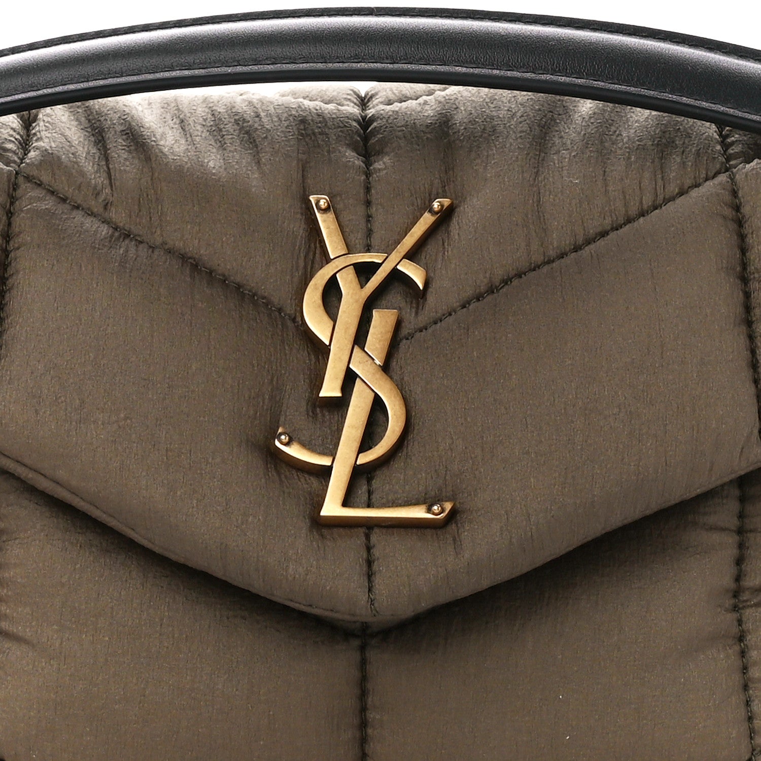 Saint Laurent Canvas Quilted Small Loulou Puffer Monogram Chain Satchel Military Green 8 of 10