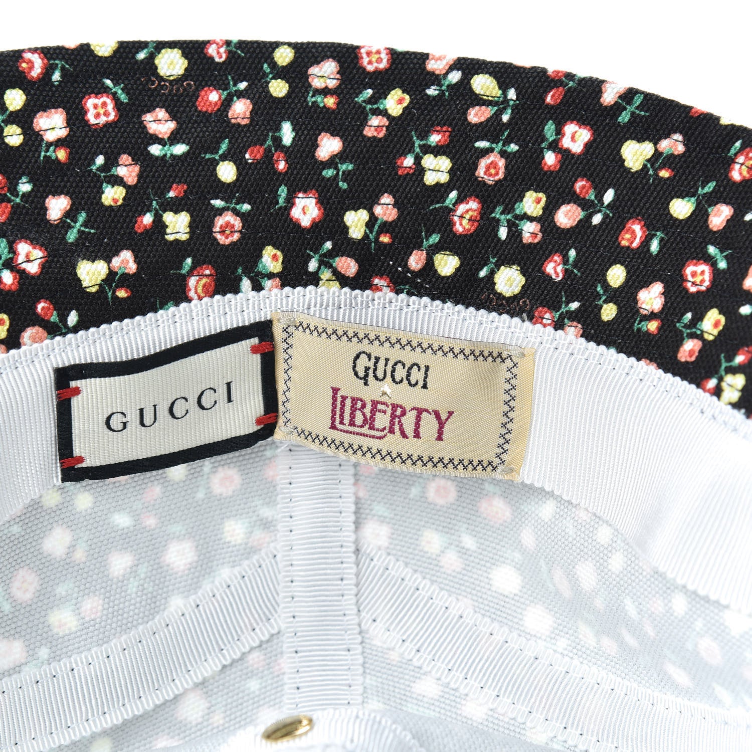 Gucci X LIBERTY OF LONDON Canvas Floral Print Bucket Hat XS Black Multicolor 6 of 7