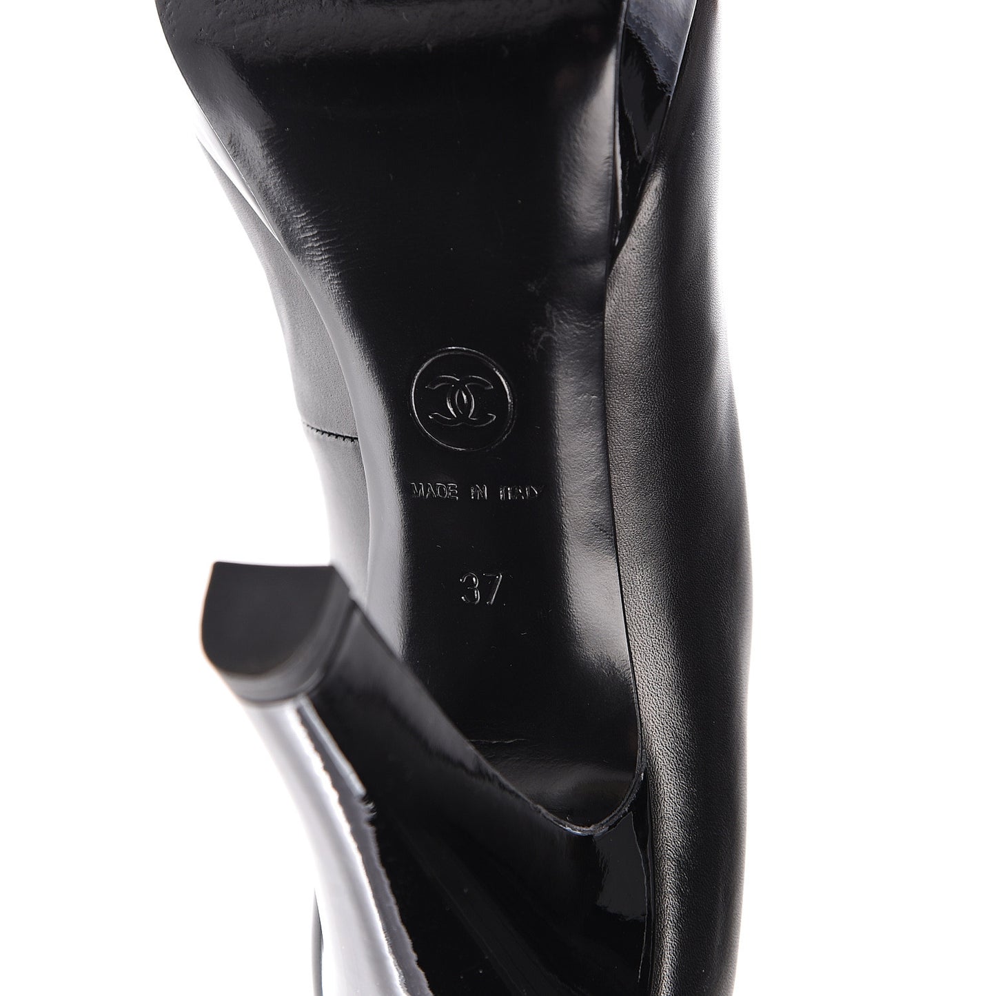 Lambskin Patent Cap Toe CC Pumps 37 Black
