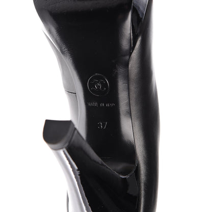Chanel Lambskin Patent Cap Toe CC Pumps 37 Black 8 of 11