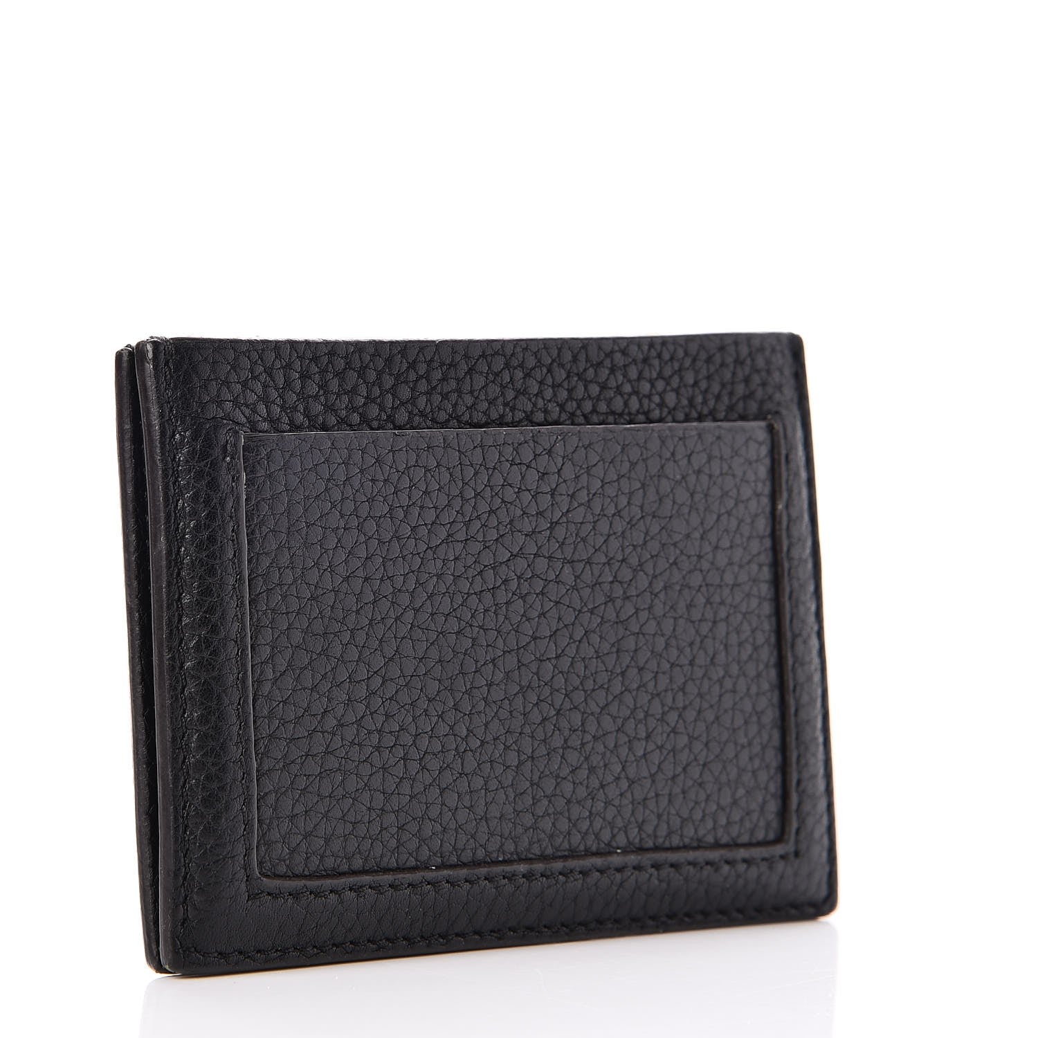 Celine Drummed Calfskin Gusset Card Holder Black 3 of 9