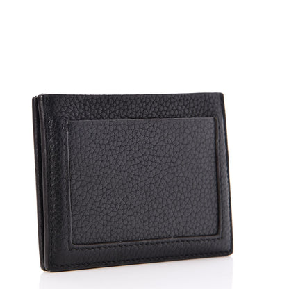 Celine Drummed Calfskin Gusset Card Holder Black 3 of 9