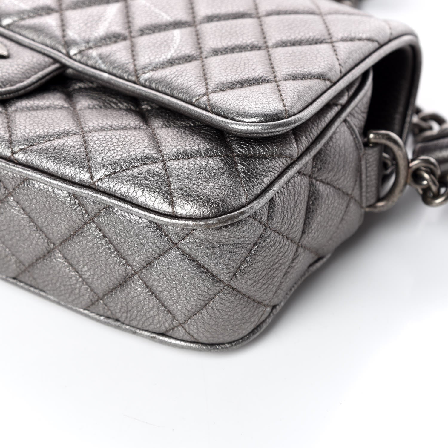 Chanel Metallic Calfskin Quilted Small Casual Rock Flap Silver 9 of 17