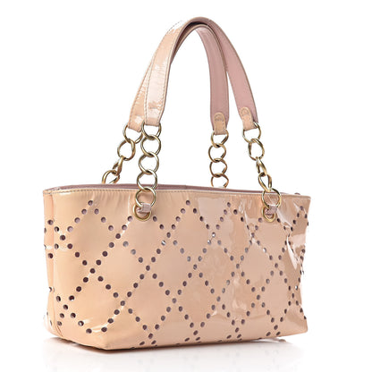 Chanel Patent Perforated CC Shopping Tote Beige 3 of 14