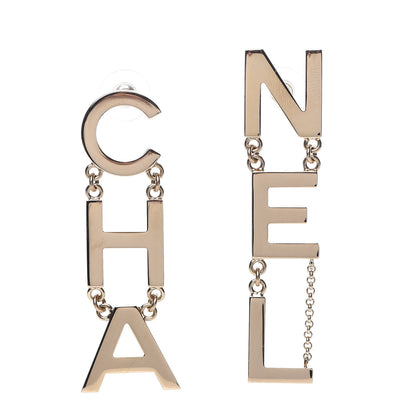 Chanel Metal Cha-Nel Logo Drop Earrings Gold 1 of 5