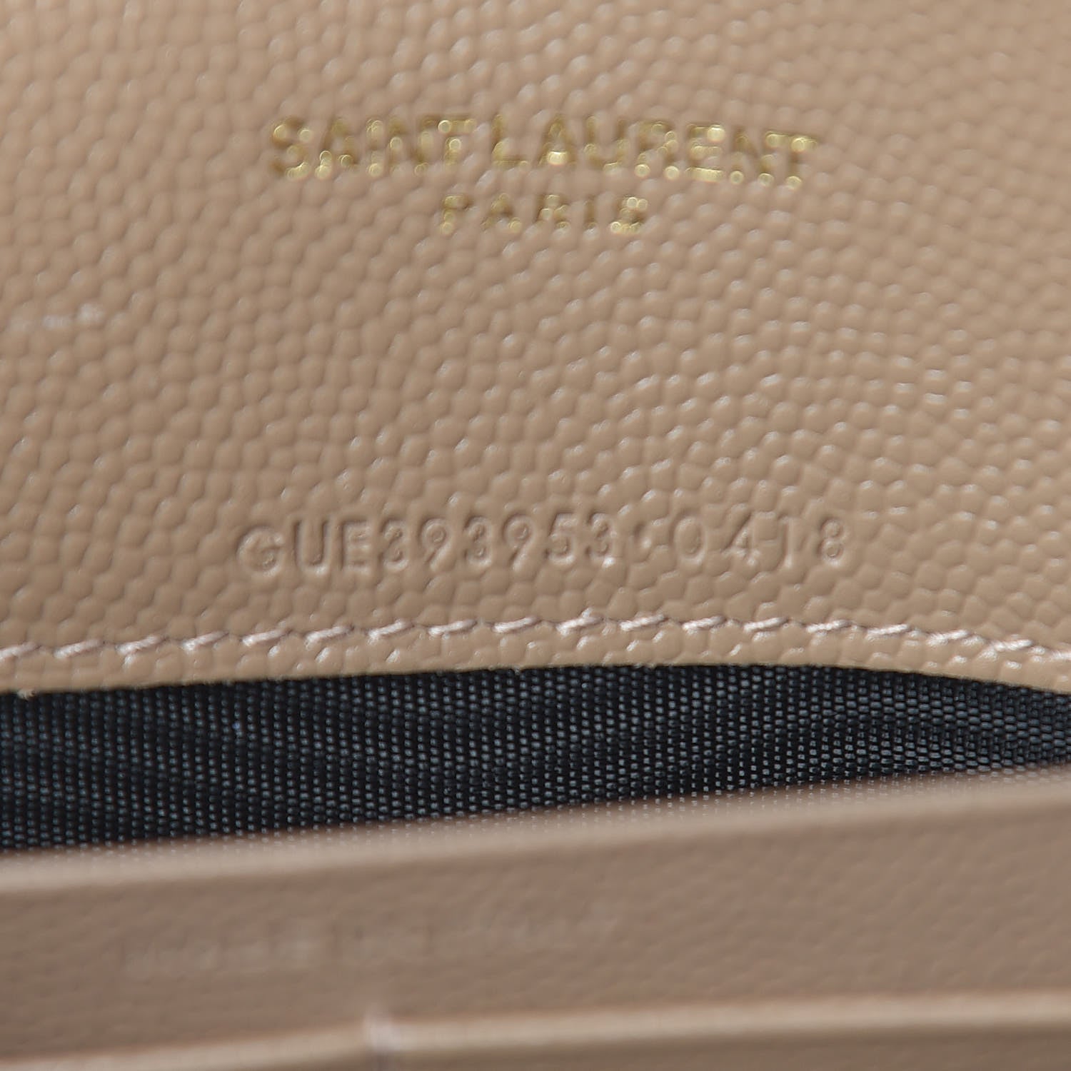 Saint Laurent Grain De Poudre Matelasse Chevron Monogram Envelope Chain Wallet Taupe 7 of 10