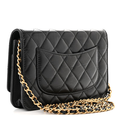 Chanel Aged Calfskin Quilted Lucky Charms 2.55 Reissue Wallet On Chain WOC Black 4 of 12