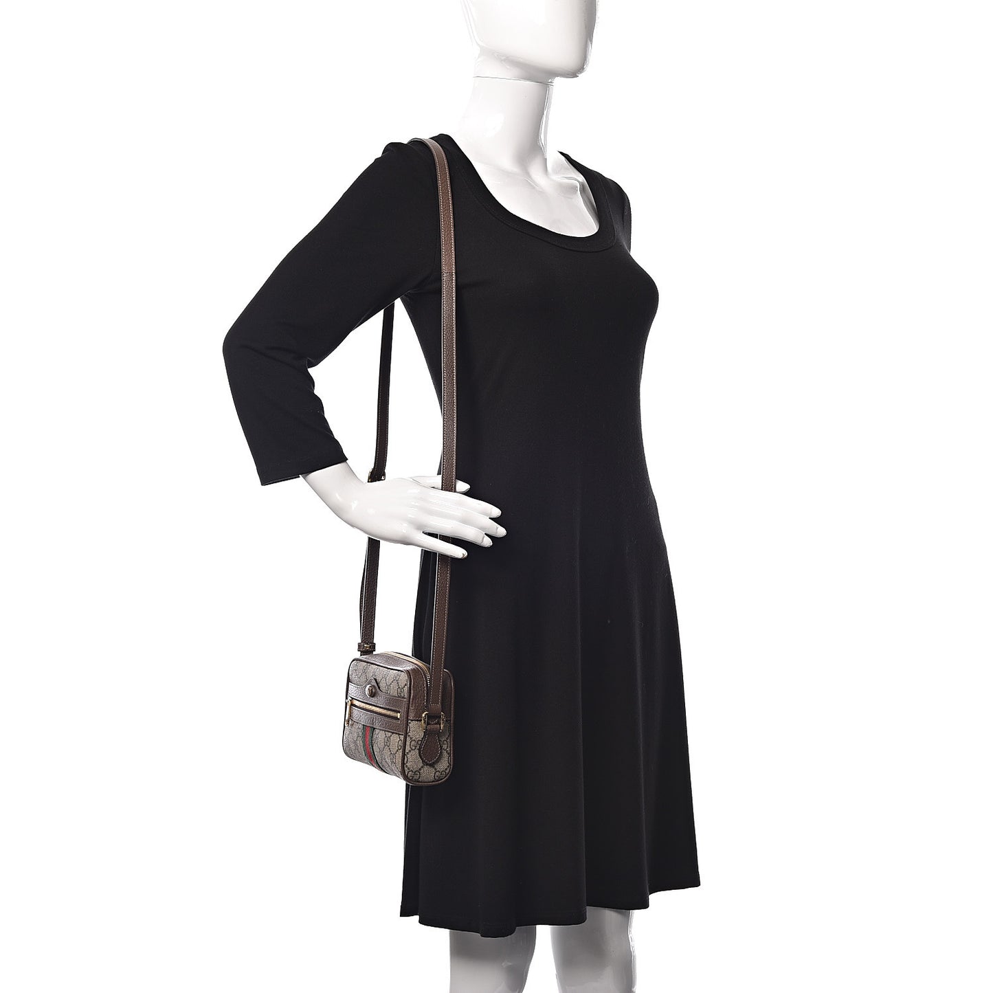 GG Supreme Monogram Web Mini Ophidia Shoulder Bag Brown