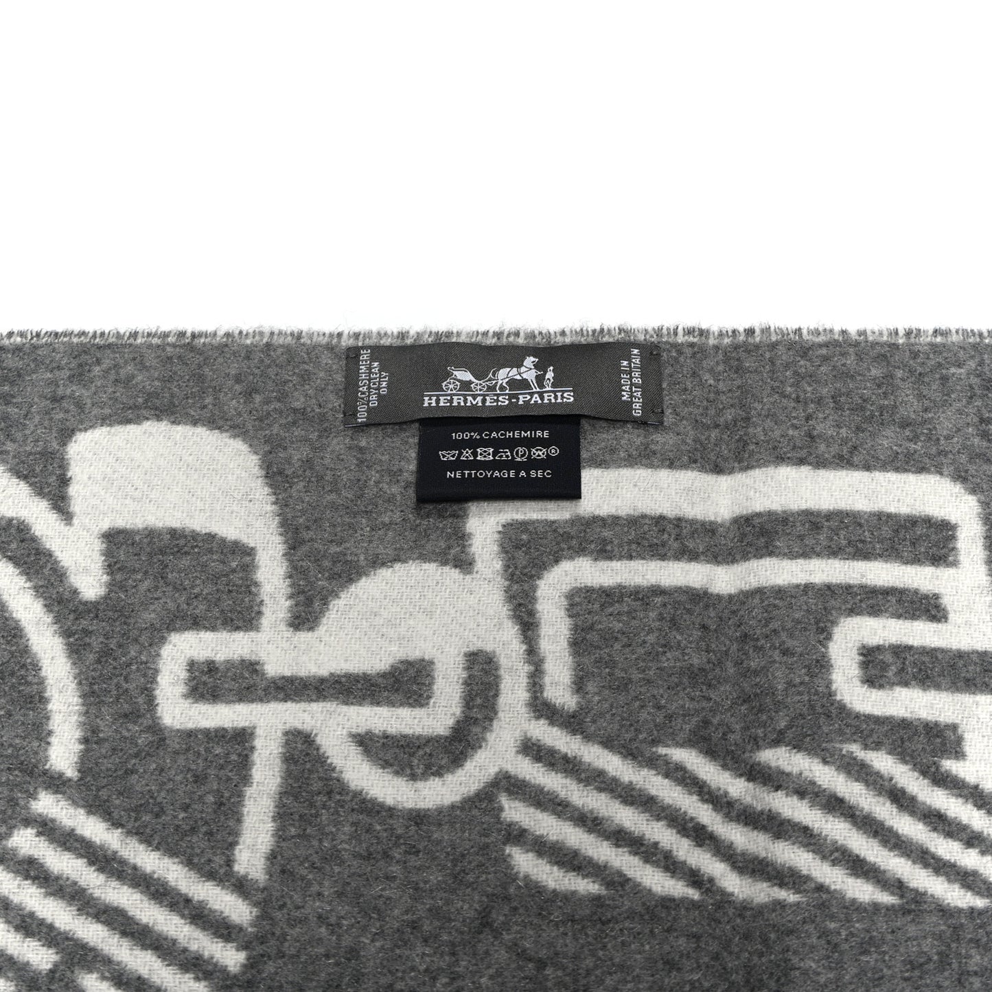 Cashmere Casaque Do Re Boucles Muffler Ivoire Gris Flanelle