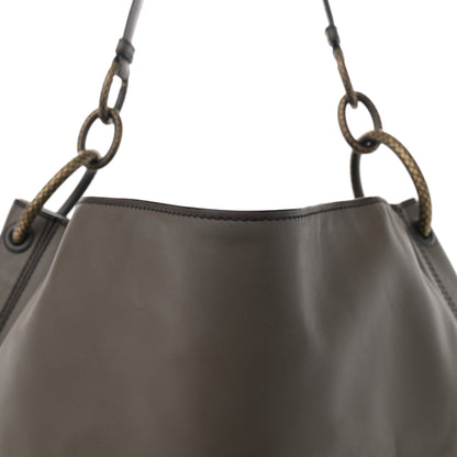 Bottega Veneta Calfskin Crocodile Ostrich Loop Bag  Taupe Multicolor 7 of 10