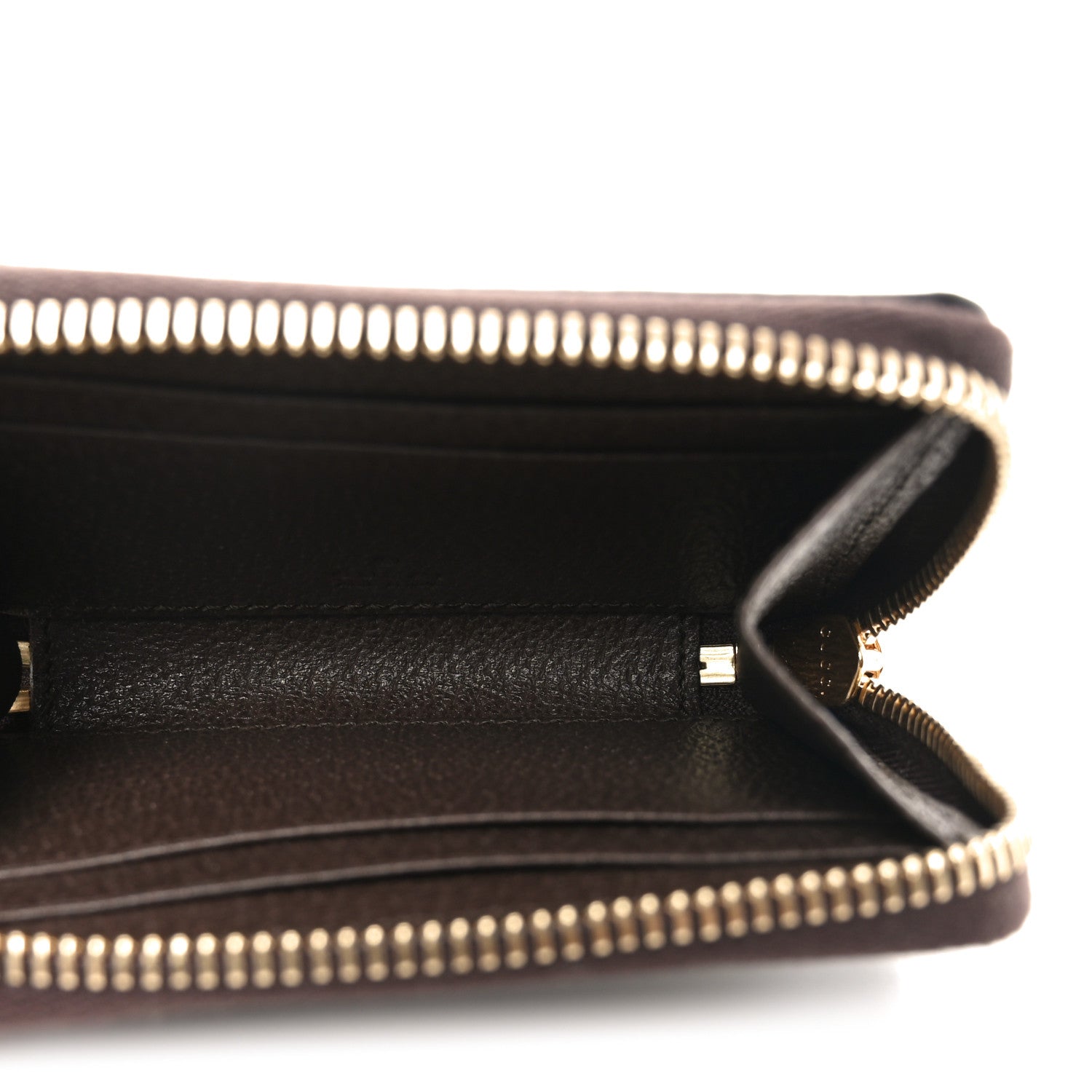 Gucci GG Supreme Monogram Textured Dollar Calfskin Web Ophidia Zip Around Card Case Wallet Beige Ebony New Acero 5 of 6