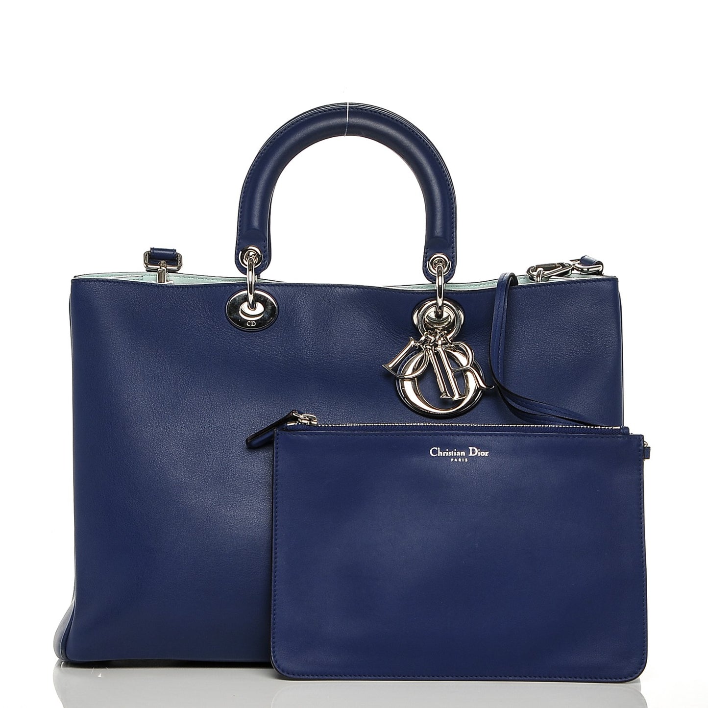 Smooth Calfskin Large Diorissimo Bag Navy Blue