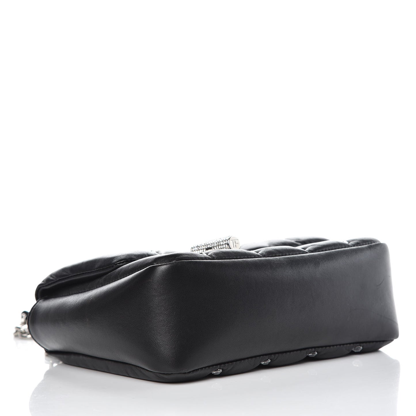 Lambskin Quilted Crystal Small Natalia Chain Bag Black