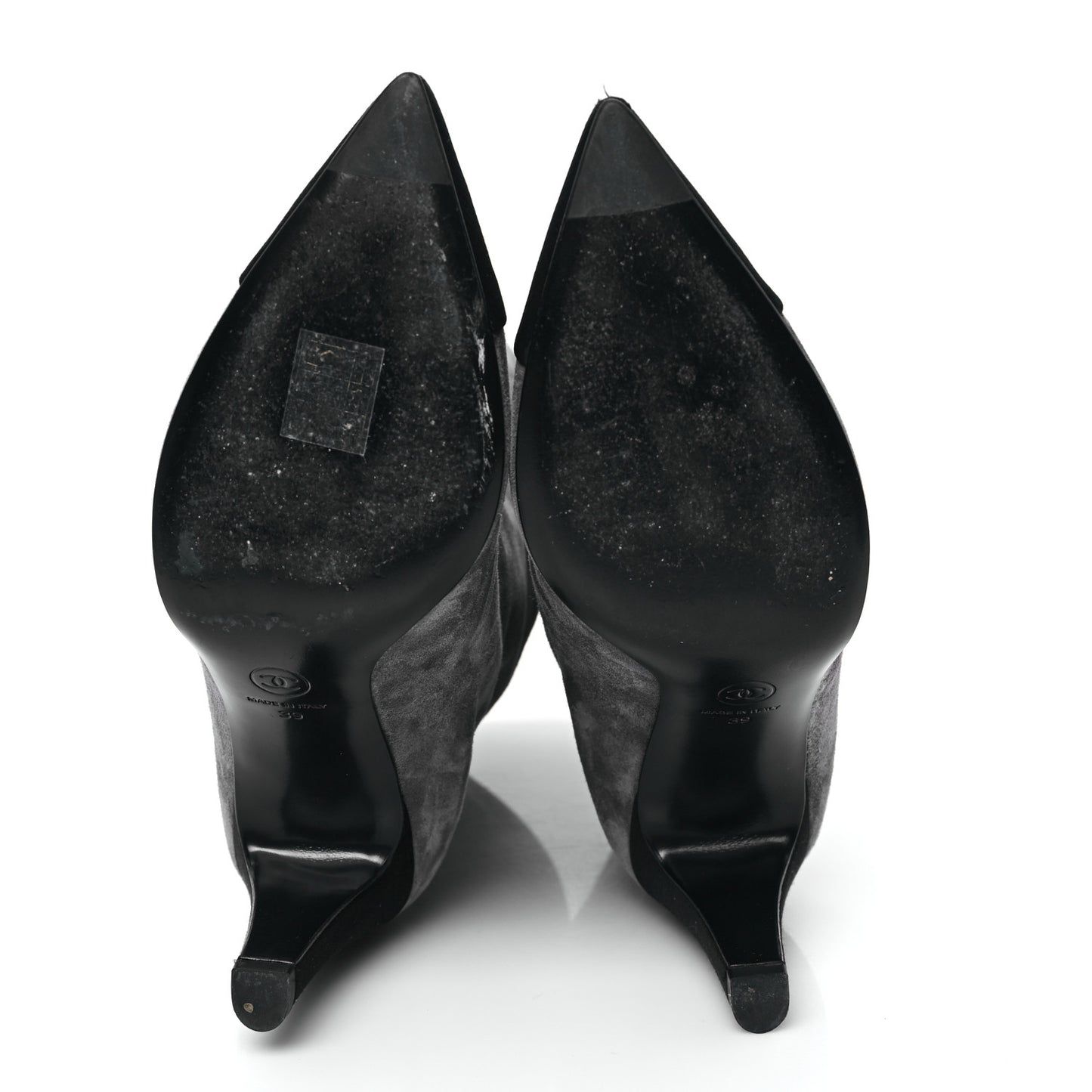 Suede Calfskin Satin Gabrielle Cap Toe Boots 39 Grey Black