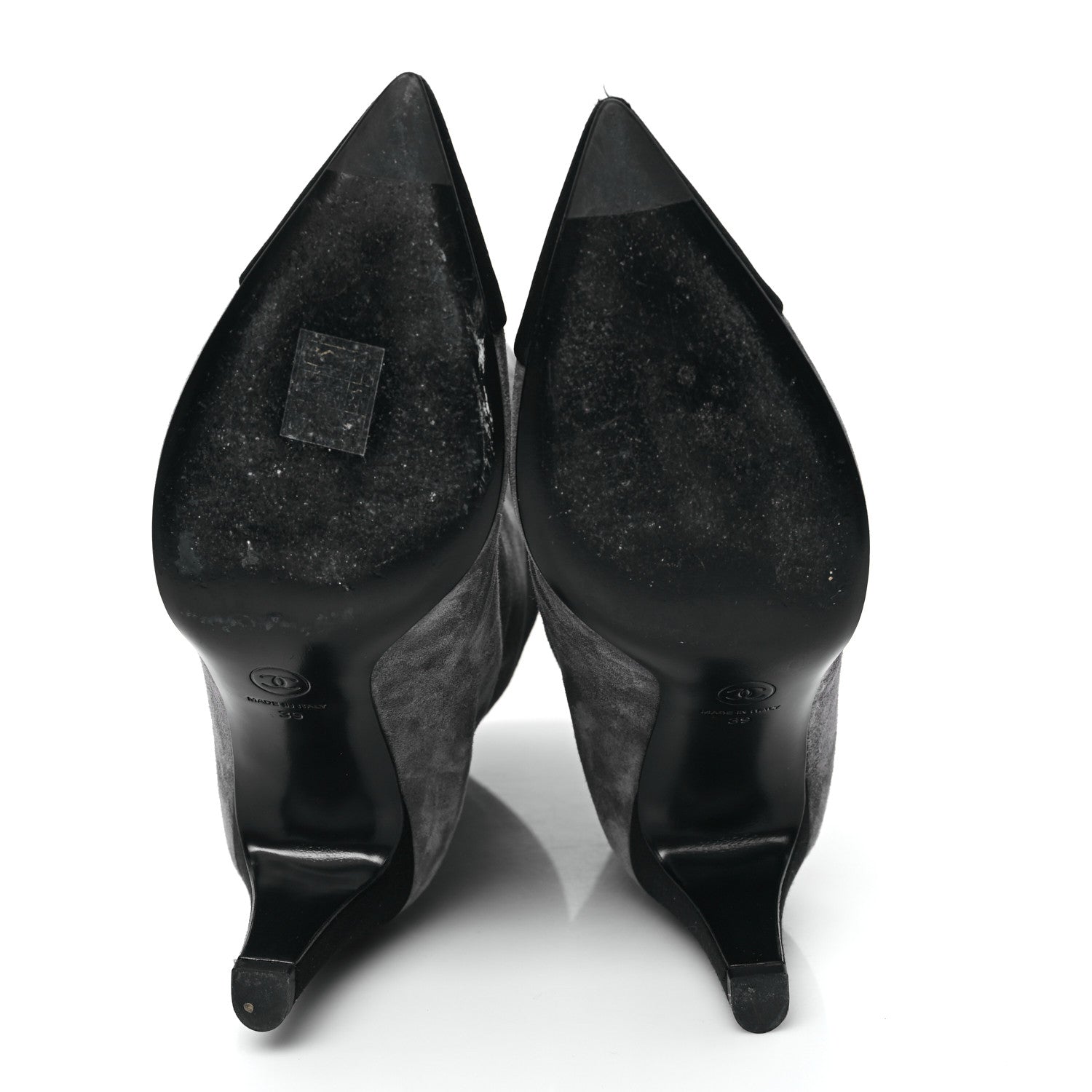 Chanel Suede Calfskin Satin Gabrielle Cap Toe Boots 39 Grey Black 5 of 9