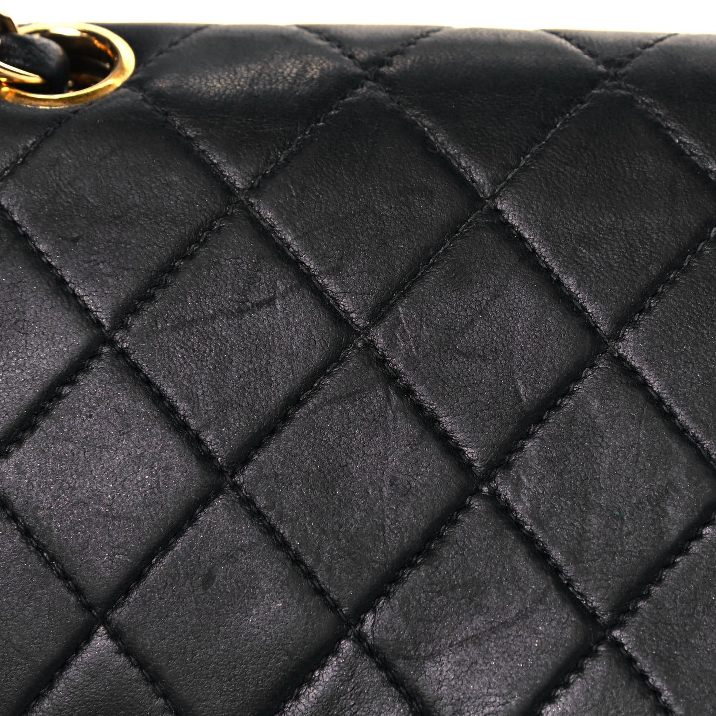 Lambskin Quilted Medium Double Flap Black