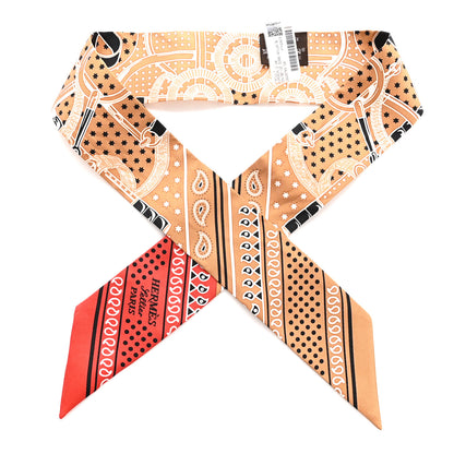 Hermes Silk Eperon d'Or Bandana Twilly Beige Dore Rouge 1 of 5